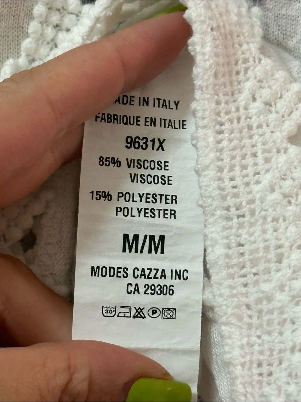 ViaVitale Floral Crochet Hem Top White Italian Viscose Boho Cottagecore M - Picture 4 of 7